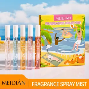 Meidian 5 Pack 10ML Fabric & Home Fragrance Mist Set, Multi-Scent Long-Lasting Aroma Spray, Odor Eliminator for Clothes, Wardrobe, Bedroom