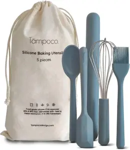 Tampoco Premium Baking Utensils Set for Kids 5-Piece Food Grade Silicone BPA Free Dishwasher Safe Heat Freeze Resistant Ergonomic Design Ages 5-11 Blue 5P0822003 Bakeware