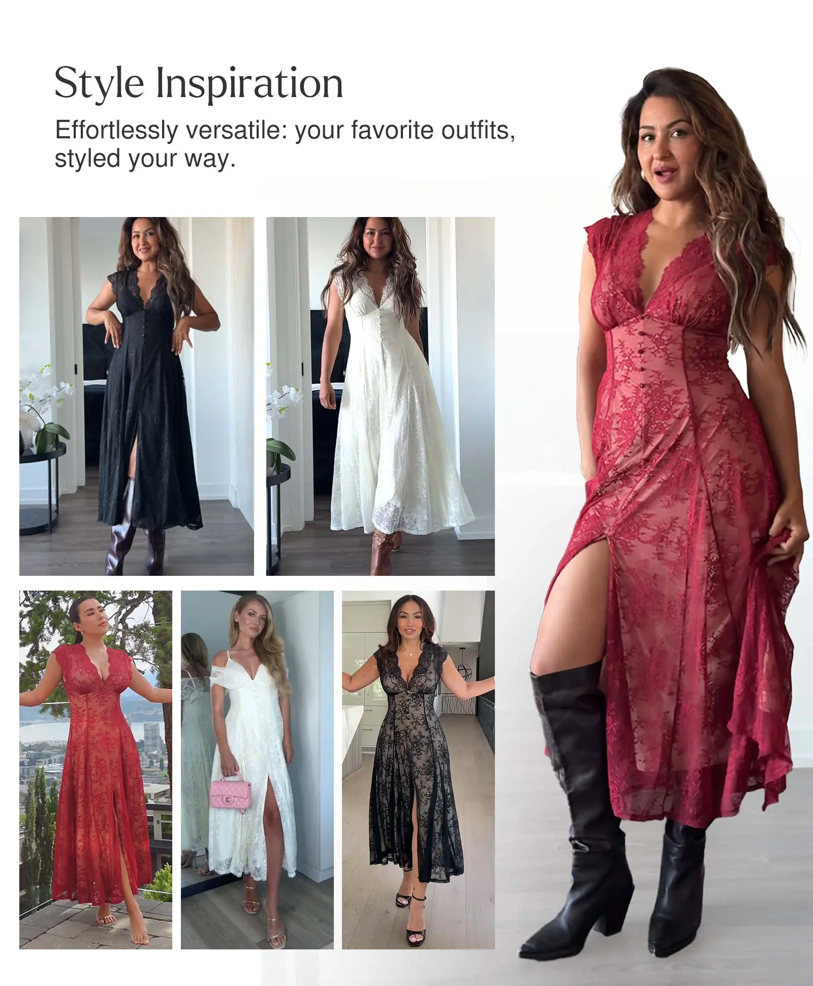 slim fit dress slacks Boho Floral Lace Shapewear Maxi Dress