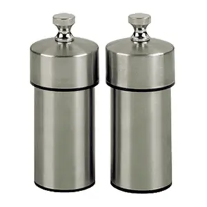 Chef Specialties 29910 4 Inch - 10cm FuturaBrushed Stainless Pepper Mill Salt Mill Set