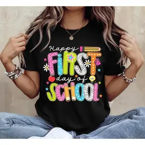 Women's Cotton Breathable Short-Sleeve Geometric Retro T-Shirt - Chic Athletic All-Seasons Outdoors Romance Top, Cute Teacher Outfit for Classroom Picture Day, Thoughtful Appreciation Gift