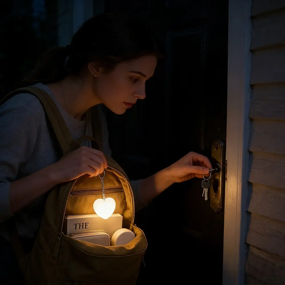 [Romantic Heart-Shaped Bag Light] 1 Pc Touch-Activated USB Rechargeable Handbag Light with Auto-Off Delay, Portable Compact LED Night Light for Purse, Tote, Backpack, Pet Safety, Ideal Valentine's & Christmas Gift for Women & Girls