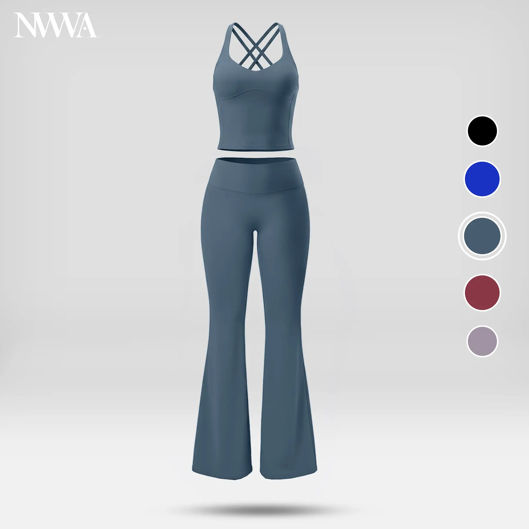 NVWA Women's Summervibes 2-Piece Sport Clothing Set,  Summer Casual Cross-Back Spaghetti Strap Top & Wide Leg Pants, Soft Stretch Fabric Workout Set for Yoga & Gym, 2 Piece Sets Outdoor Fun Sweatsuit Set Outfit Quick Dry Activewear tiktokshopbacktoschool