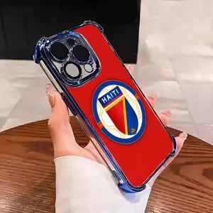 Haiti Flag pattern Retro-inspired design Suitable for Aesthetic Electroplated TPU Casing For iphone 17 16 15 14 13 12 11 PRO PLUS MAX AIR Samsung S26 Four Corners Anti-Fall Transparent Casual Soft Silicone Phone Cases L1844