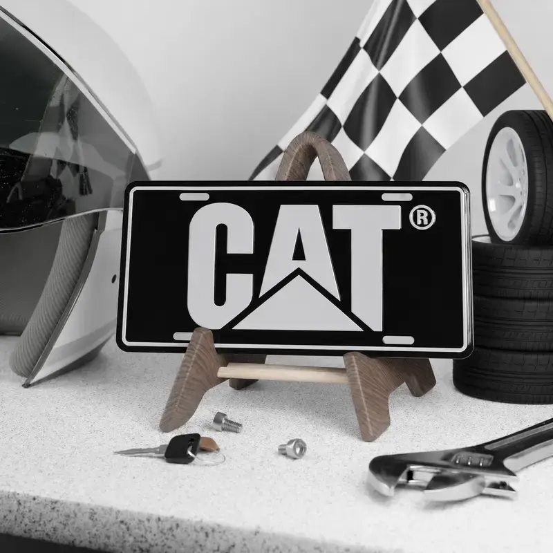 Cat Heavy Machinery Black License Plate – Durable Car Accessory for Construction Equipment Fans