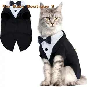 Cat Tuxedo Costume with Bow Tie Halloween Wedding Birthday Jumpsuit