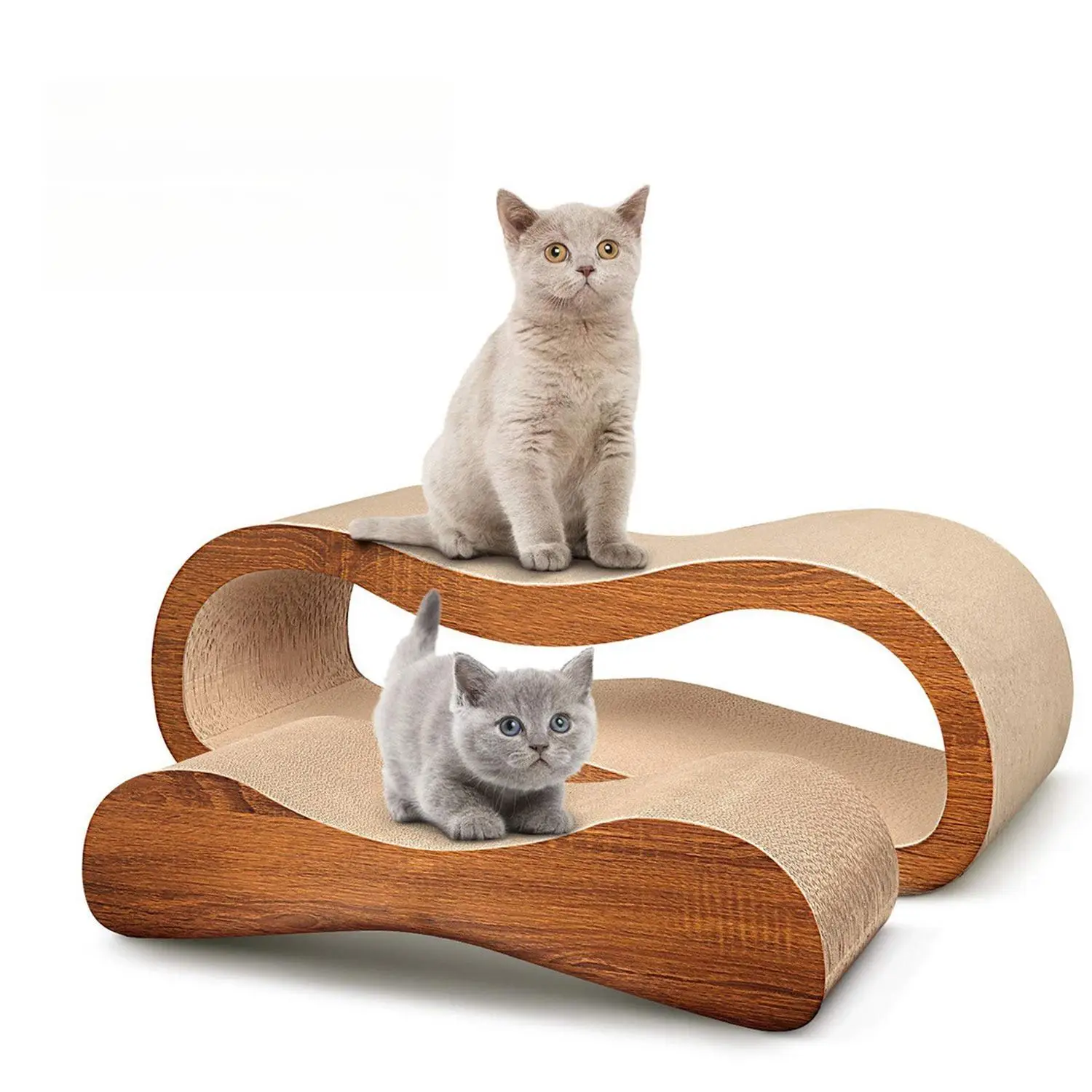 2 in 1 Cat Scratcher Cardboard Lounge Bed, Heavy Duty Cardboard Cat Scratcher Box and Cat Bed, Prevents Furniture Damage Durable Board Pads for Indoor