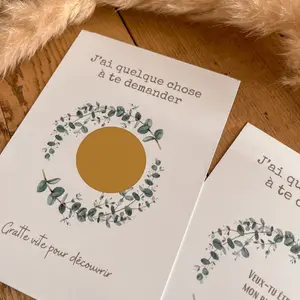 5 French Romantic Eucalyptus Scratch Cards, Proposal/invitation Cards, Coating, Creative Gift, Eucalyptus Theme