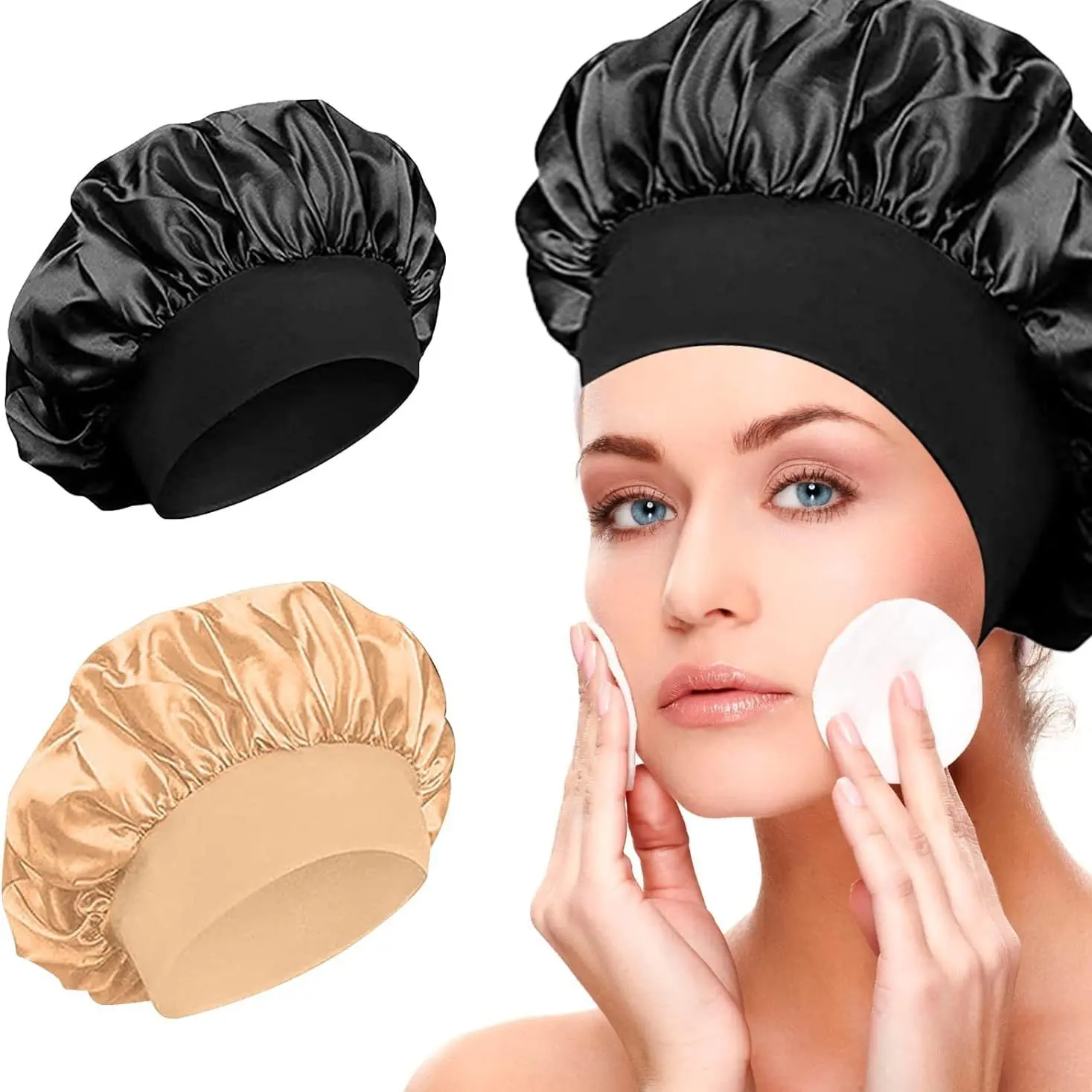 Extra Wide Elastic Satin Bonnet for Women Sleek Hair Protection Sleep for Natural Hair Black Girls Silk  for Curly Hair CareLarge Stretchy Satin Sleep Cap for Women Hair Wrapping N dandy hats beanie barbas hats mens hats bonnet skull caps Haircare