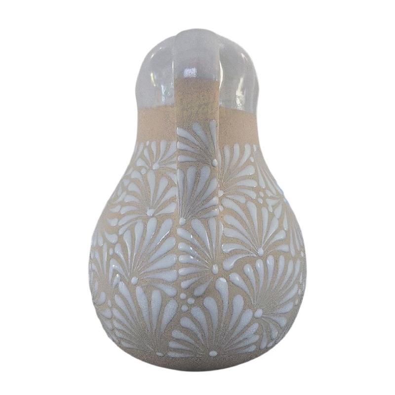 Clay Jug With 6 Cups Jarra De Engobe Con 6 Vasos Featuring Unique Floral Design and Ceramic Craftsmanship  Drinkware Handmade Mexican