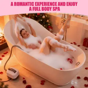 Portable Spa Bubble Bath Mat, Full Body Bubbling Bath Mat with Remote & Pillow, Electric Air Pump & Adjustable Bubble Settings, Bathtub Bubble Machine