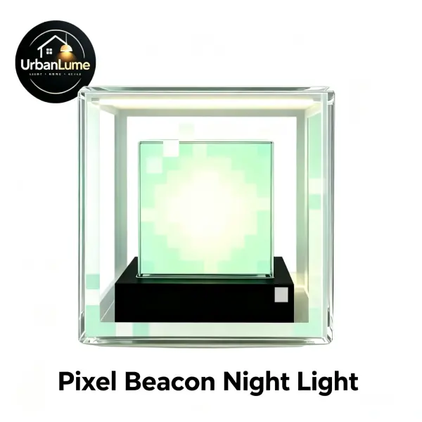 Pixel Beacon Rechargeable Night Light - 4-Color RGB LED Lamp, Touch Control, Type-C Charging, Indoor Use, Gaming Room Desk Decor, Ambient Glow Accent Light, Rechargeable Light
