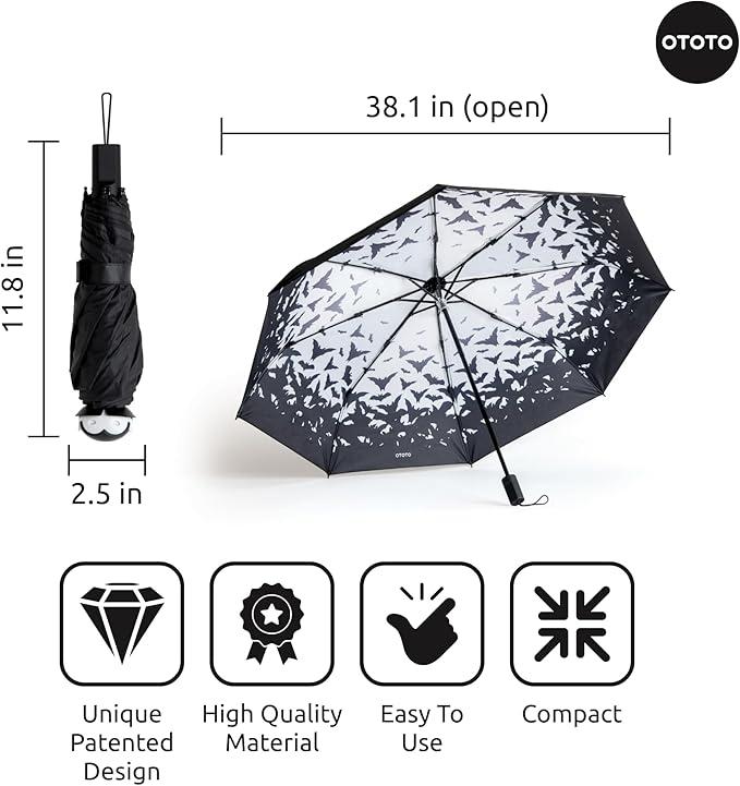 OTOTO Spookula Vampire Umbrella – Best Gift Idea, Rain & Sun Protection - Bat, Gothic, Black, Metal Umbrella, Lightweight, Compact Design