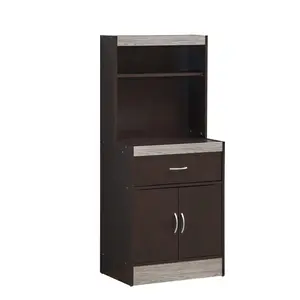 212 MAIN Wood Chocolate & Grey Kitchen Cabinet - 54x15.75x23.62 in., Open Shelves, 1-Drawer Storage, Bottom Enclosed Storage (Commercial Restaurant Furniture), One Drawer