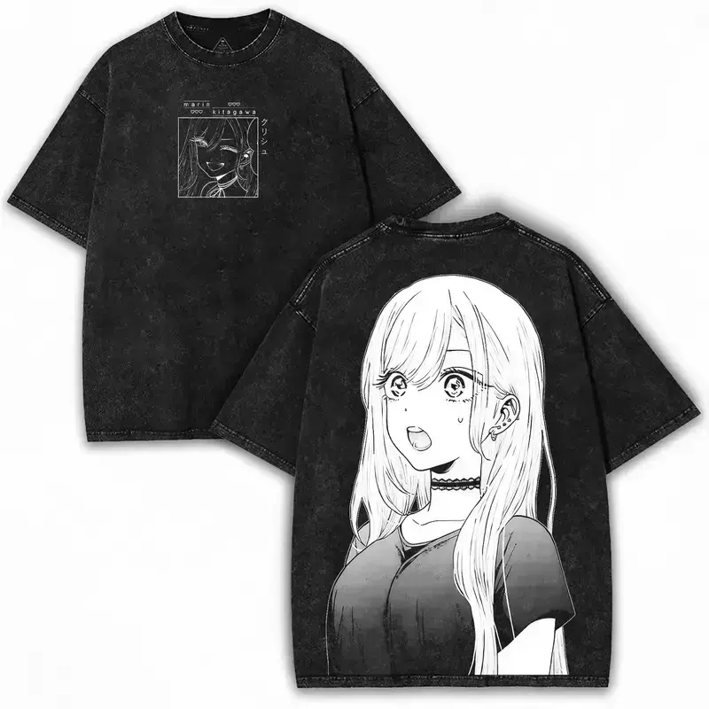 Men's My Dress-Up Darling Kitagawa Marin Graphic T-Shirt - Casual Short-Sleeve Loose Streetwear Top, Distressed Unisex High-Quality All-Season Fabric T-Shirt, Shortsleeve, Tshirt, Personalized, Stylish, Menswear, My Dress Up Darling Merch, Dress Up Darlin
