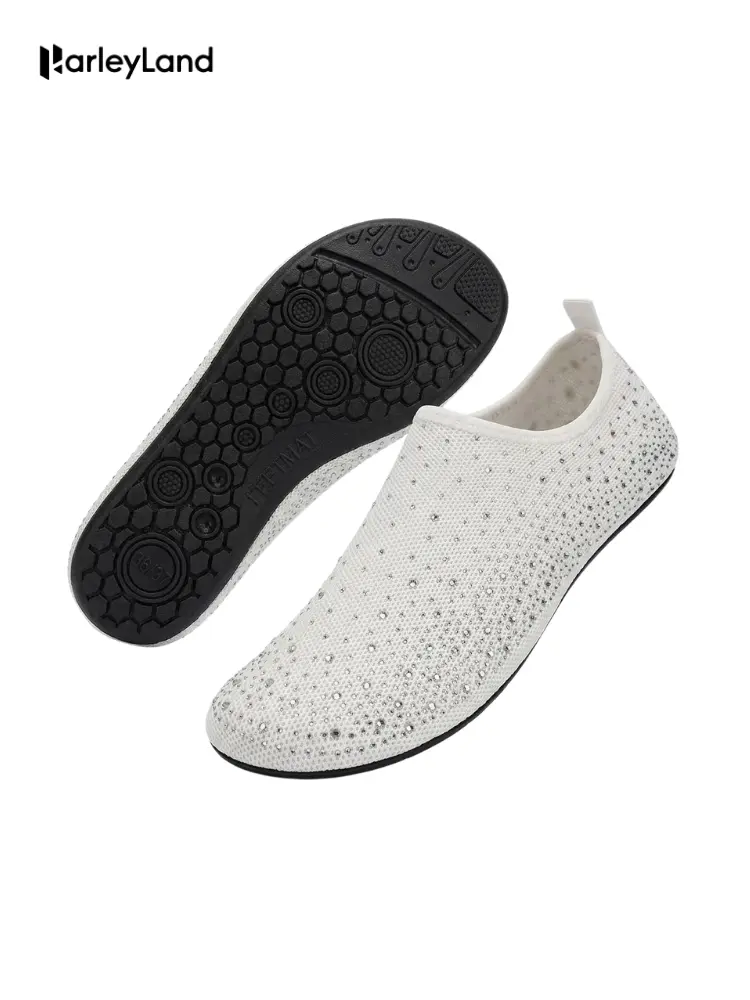 Harleyland Unisex Barefoot Water Shoes - Diamond Knitted Fly-Woven Mesh Slip-On, Breathable Quick-Dry TPR Rubber Sports Footwear for Waterside Activities, Yoga Practice