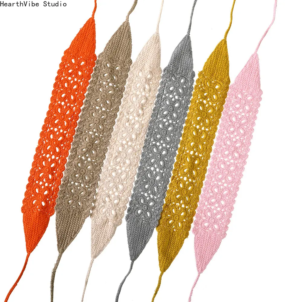 Women's Boho Floral Knit Headband with Colorful Braided Streamers, Handmade Sporty Openwork Hair Accessory for Festivals and Outdoor Styling, Sporty Sports Headbands