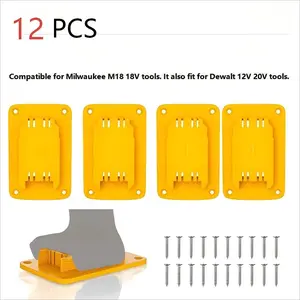 Model, 12-Piece 20v/12V Drill Bit Tool Holder, Tool Rack Battery Hook, Compatible with Milwaukee M18 Tools, Essential Workshop Accessory