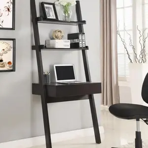 Cappuccino Wall Leaning Ladder Desk -B062P145519