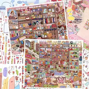 Scene Decoration Sticker Pack, Self Adhesive Stickers, Grocery Store Series Theme Decor Material, Perfect Holiday Birthday Gift, Unprinted Bag
