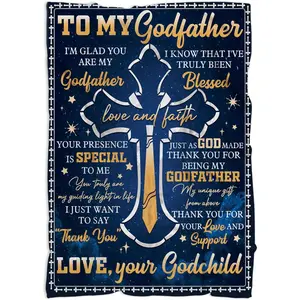 Godfather Gifts, To My Godfather Blanket Gifts from Godchild, Christian Gift for God Father from Godson Goddaughter, Keepsake Gift for God Dad on Birthday Fathers Day Thanksgiving