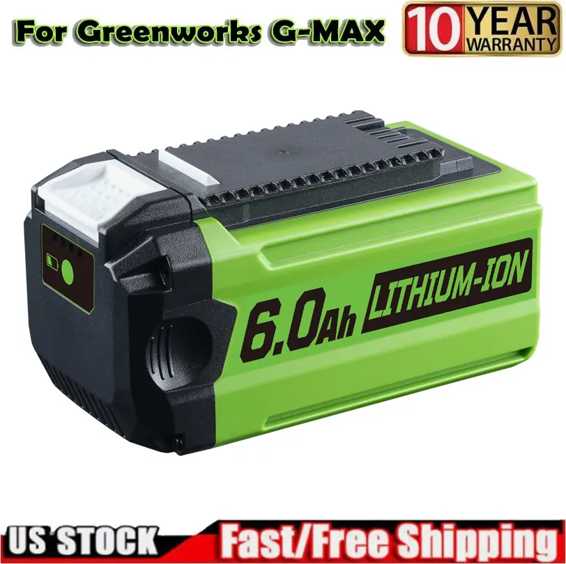 40V 6.0Ah Lithium High Capacity Cordless Tool Replacement Battery - Battery Powered, High Performance, 3x Longer Run Time, Consistent Fade-Free Power for Greenworks 40V Models 29462,29252,20202,22262,25312,25322,20642,22272,27062,21242