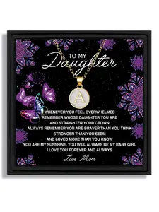 Christmas Birthday Party Anniversary Gift For Daughter | 26 Letters A-Z Initial Necklace (O Chain) | With Heartfelt Message Card & Gift Box | Stylish Minimalist Pendant