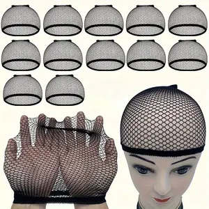 High-Quality Elastic Hair Net, Breathable Mesh Woven Wig Cap, Black Non-Slip Breathable Elastic Nylon Wig Cap Set, Stretchable High-Elastic Durable Hair Net. Wig Care Kit, Wig Accessories, Cool Cosplay, Hairpiece.