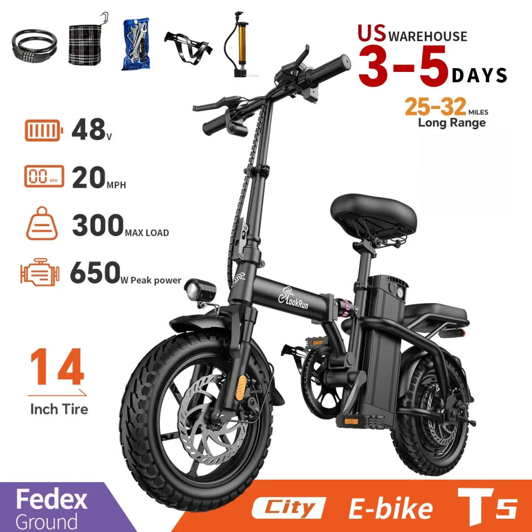 Adult Fit Foldable All-Terrain Electric Bike - 650WMotor,20MPH Top Speed, 48V Detachable Battery, Dual DiscBrakes, Long-Lasting Seat, Compact Commuter Ebike, LEDLights, Anti-Explosion Tires, Practical for E-Biking sohochic