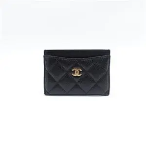 Pre-owned CHANEL Calfskin Small Leather Goods Blak Card Holder T JM0000166316