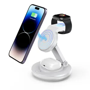 Wireless Charging Station for Magsfe Charger, 3 in 1 Wireless Charger for Magsafe Charging Station,Foldable Charger for iPhone 16/15/14/13/12 Series for Apple Watch & AirPod