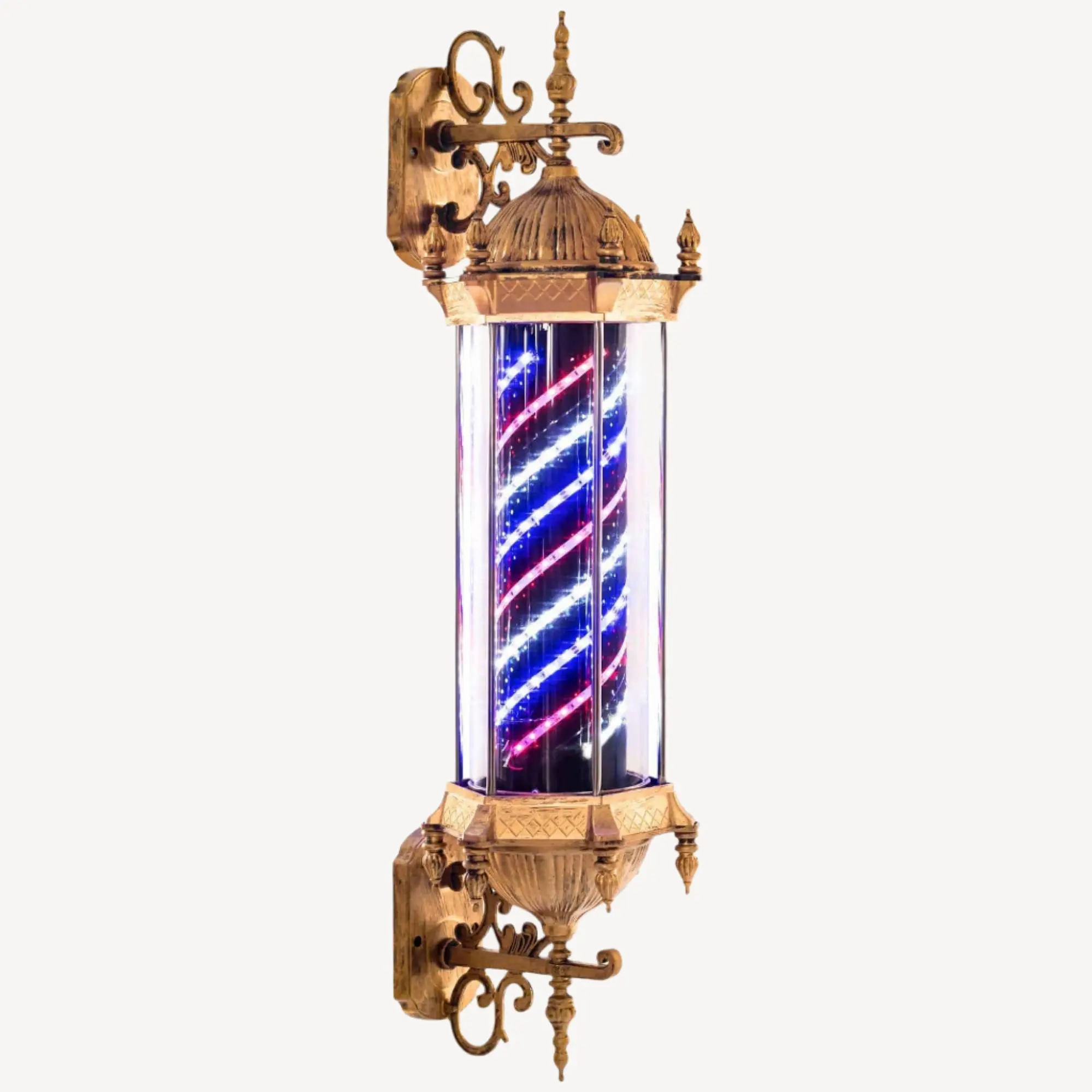 KING Barber Pole W/ Led Light (Blue & Red & White) KING Barber Pole W/ Led Light (Blue & Red & White)
