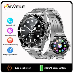 AIVEILE LUXE Smart Watch for Android Phones Answer Make Calls SMS Reminder Smartwatch Compatible iPhone Bluetooth Stainless Steel Fitness Watch Men Business Smart Watches for Men Reloj Inteligente