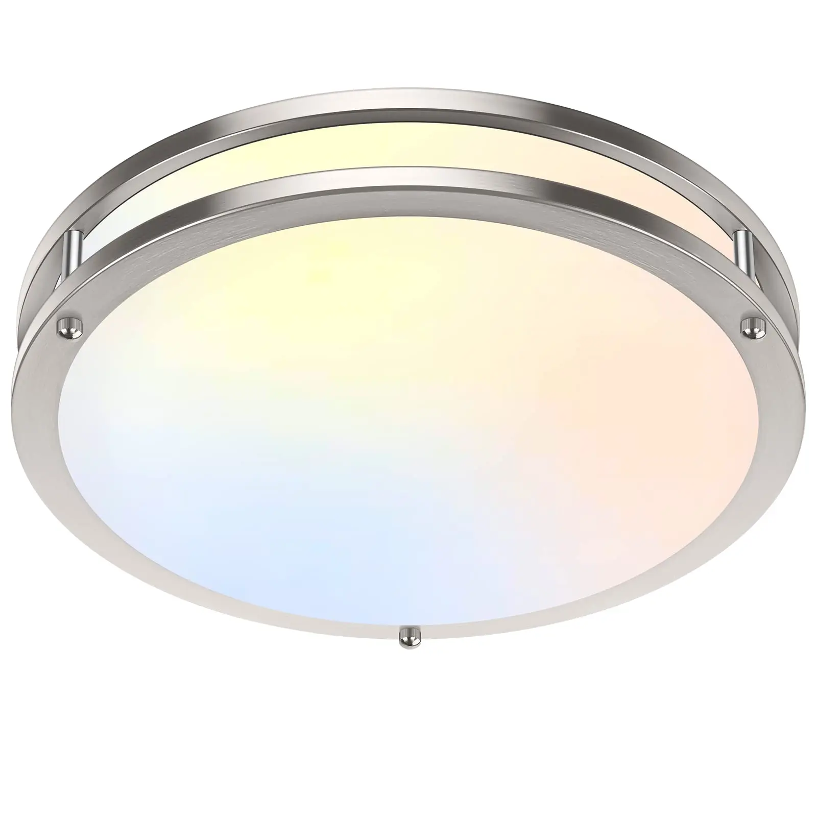 13" Flush Mount LED Ceiling Light Fixture - Dimmable and 5 Colors Changeable Temperature,  Brushed Nickel Saturn ,  ETL Listed for Hallway, Bathroom, Living Room, Kitchen, or Stairwell