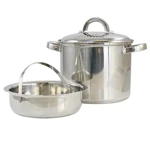 Oster Sangerfield 5Qt Steel Pasta Pot w/ Strainer Lid & Steamer Basket