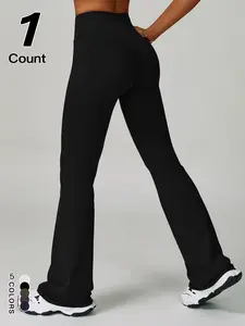 Women's Quick-Dry Tight-Fit Sports Pants, Casual Running Fitness Flare Leggings, Sporty Style for Women, Comfortable Workout Gear, Flared Yoga Bottoms