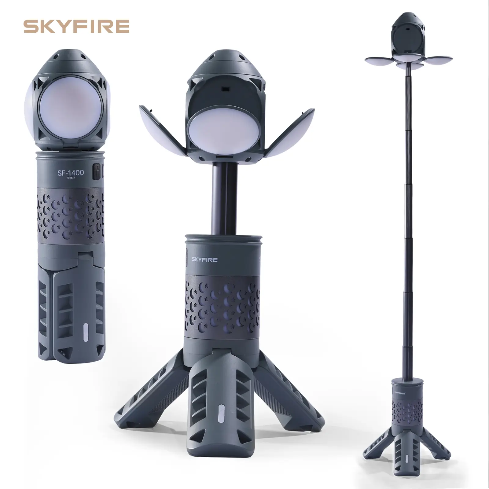 SKYFIRE Portable Camping Light, Telescopic Camping Lantern (with Rechargeable Power Supply), High Lumen Dimmable Magnetic Tent Lamp — Outdoor Work Light for Hiking, Camping, Home Emergencies#Summervibes