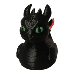 3D-Printed Green-Eyed Dragon Duck Figure, 2.5 in Tall, Hard Plastic Construction