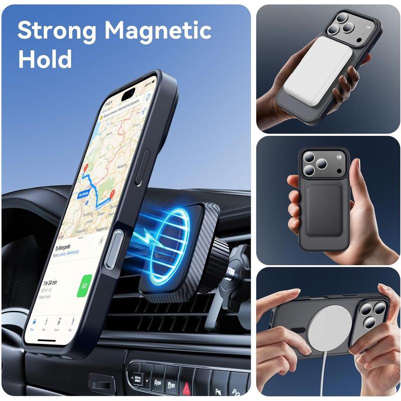 Magnetic for iPhone 17 16 15 14 13 12 Fit for MagSafe Military-Grade ,iphone 17 pro max phone cases Drop Protection Translucent Matte  Black phone cases  Durable Shockproof Protective,for Men Women Girls