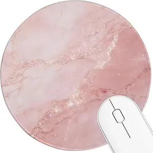 Round Mouse pad, high-end Texture, Sewn Edge Design, Anti-Slip Rubber Base. 8.6 x 8.6 inches (Pink Sparkle)