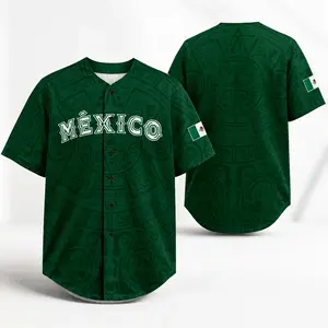 Mexico Style Baseball Jersey – Aztec Pattern Button-Up Fan Apparel