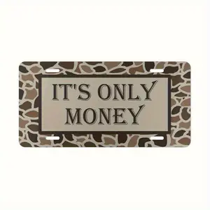 Vintage Camouflage "Just a Buck" License Plate, Aluminum Front Plate - 6X 12inch Polished Metal Standard Plate, Easy to Install, Decorative Use Only, Made in the USA