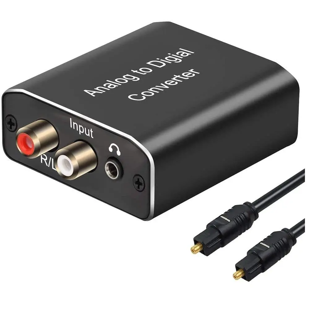 Analog to Digital Audio Converter,  RCA to Optical with Optical , Stereo L/R and 3.5mm Jack to Digital Toslink Coaxial Audio Adapter Compatible with PS4  HDTV DVD Headphone.
