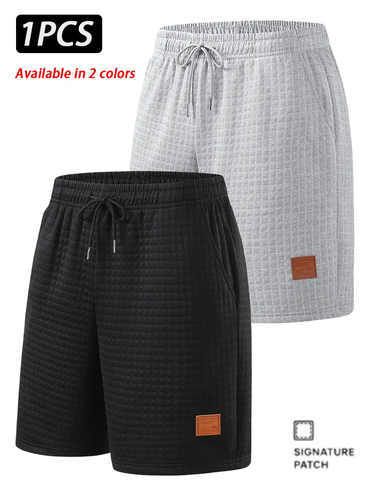 Men's Waffle-Texture Lounge Shorts, Elastic Waist Drawstring Casual Knit Shorts with Side Pockets, Relaxed Fit Everyday Summer Shorts for Home, Travel and Streetwear, Available in 1-Pack and 2-Pack