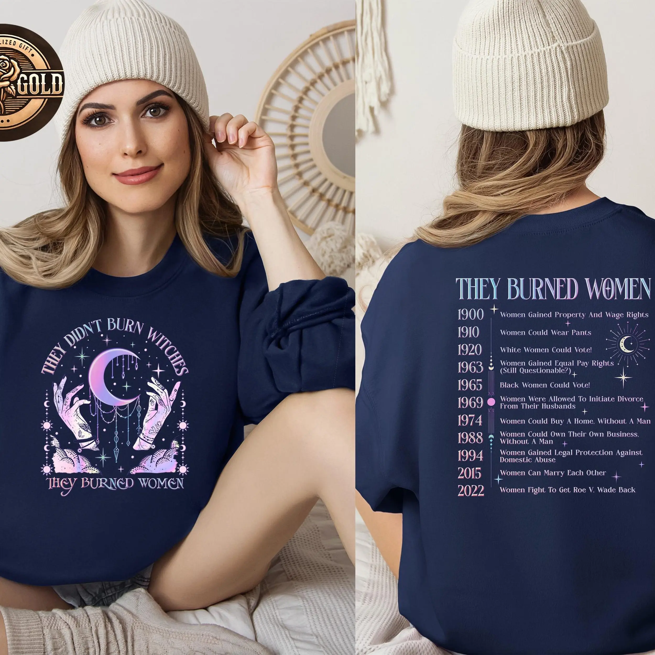 They Didn't Burn Witches They Burned Women Sweatshirt, They Burned Women Sweatshirt, Unisex Tee,Gift for Her Witchy Feminist, Women's Rights RoseGoldStudio133