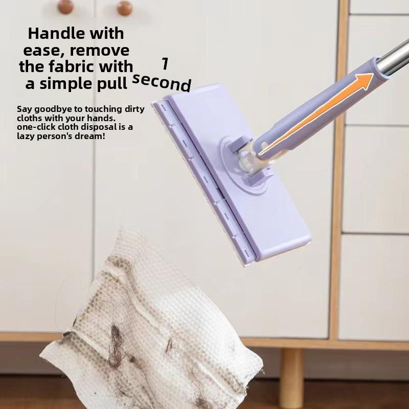 TikTok Hot-Selling Automatic Cloth-Clamping Bathroom Mop Household Cleaning Flat Small Mop Multi-Functional Face Towel Home Violet 91Cm1 [Bold And Thickened] Upgrad
