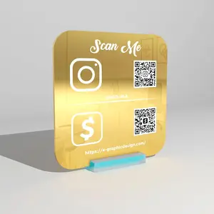 EGD Personalized Social Media QR Code Sign for Business | Facebook Instagram Sign | Custom Signs for Business I Standoff Screws Included I Multiple Color and Holder Options | Wide 10"x 10" Height