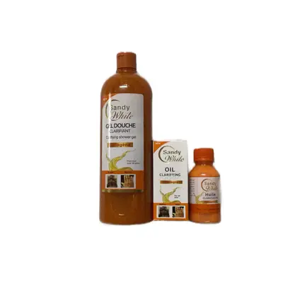 Duo Sandy White - Gel Douche Et Huile éclaircissante Anti-imperfections, 1000ml + 125ml, 100% Naturel, Neuf