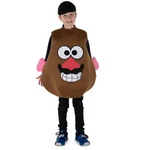 Mr. Potato Costume Dress for Kids - Soft Plush One-Piece Outfit with Cap - Character Dress Up for Halloween, Cosplay, Birthday Party & Fantasy Theme Party
