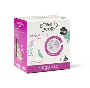 Greenypeeps Organic Revitalising Tea | Mint & Liquorice Blend | Fairtrade Certified, USDA Organic | Eco-Friendly Tea Bags | 100% Recyclable Packaging | 3% Back to Community | Carbon Negative & Planet Positive Tea